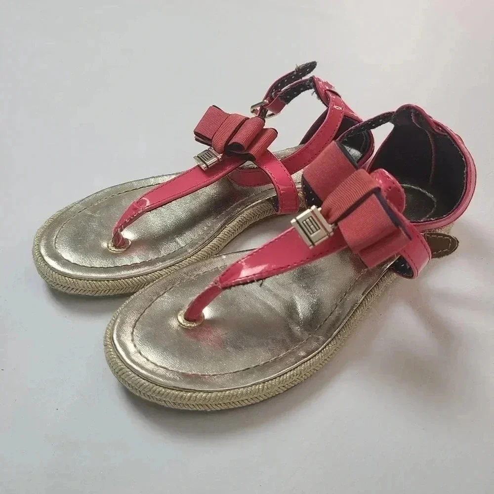 Tommy Hilfiger Pink Patent Leather Girls Sandals - 13